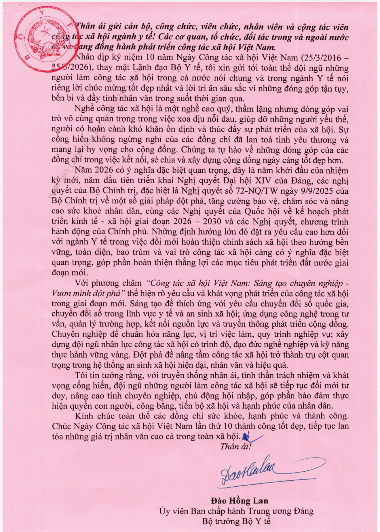 Bộ trưởng Bộ Y tế Đào Hồng Lan: 'Nghề công tác xã hội là một nghề cao quý, thầm lặng nhưng đóng góp vai trò vô cùng quan trọng'...- Ảnh 2.