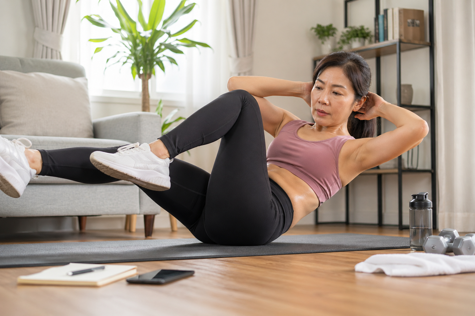 Phụ nữ nên tập buổi sáng hay buổi tối để giảm mỡ bụng hiệu quả?- Ảnh 1.