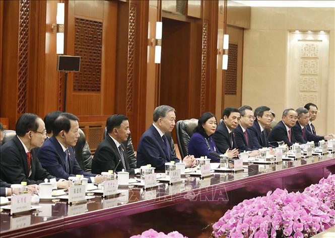 Tổng Bí thư, Chủ tịch nước Tô Lâm hội kiến Ủy viên trưởng Nhân đại toàn quốc Trung Quốc - Ảnh 3. Tổng Bí thư, Chủ tịch nước Tô Lâm hội kiến Ủy viên trưởng Nhân đại toàn quốc Trung Quốc - Ảnh 3.