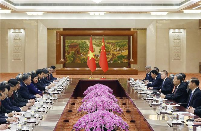 Tổng Bí thư, Chủ tịch nước Tô Lâm hội kiến Ủy viên trưởng Nhân đại toàn quốc Trung Quốc - Ảnh 4. Tổng Bí thư, Chủ tịch nước Tô Lâm hội kiến Ủy viên trưởng Nhân đại toàn quốc Trung Quốc - Ảnh 4.
