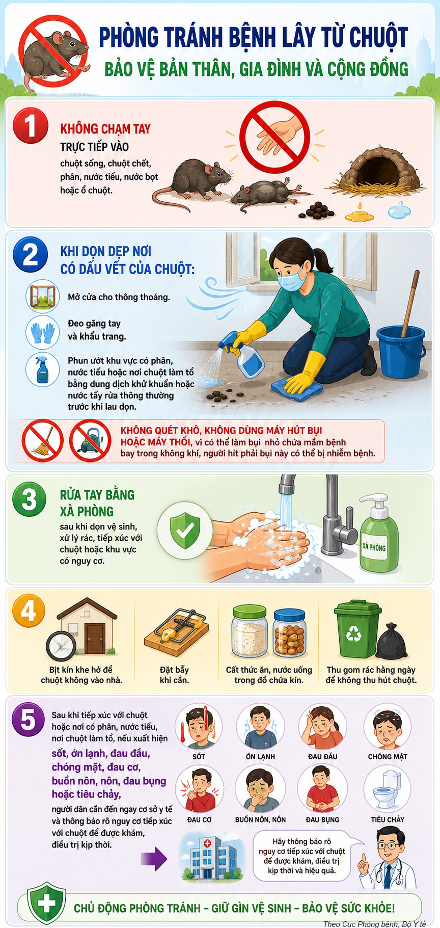 [Infographic] 5 khuyến cáo phòng bệnh virus Hanta