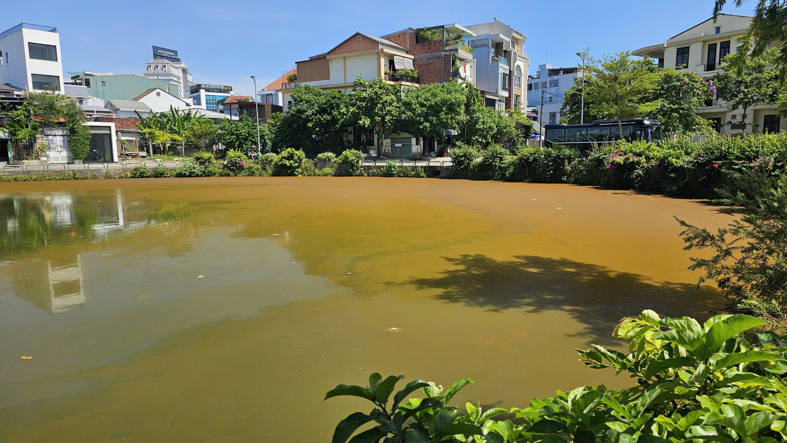 ho-trai-tim-o-hue-xuat-hien-vang-doi-mau-bat-thuong-17795078437182097474566 Mặt nước hồ Trái Tim ở Huế xuất hiện váng, đổi màu bất thường- Ảnh 3.