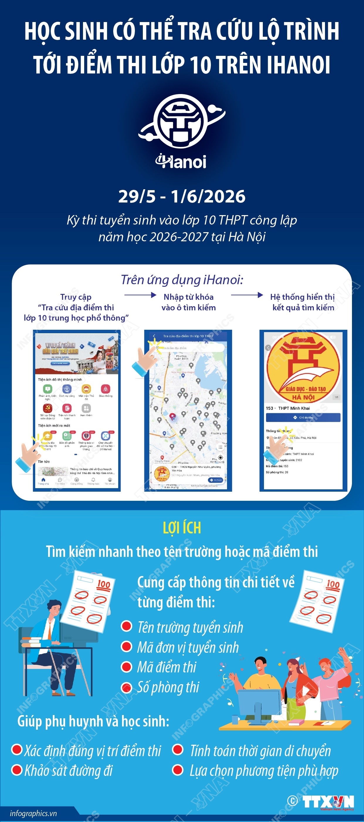 ihanoi230526-1779506481780-1779506482199887572290 Học sinh có thể tra cứu địa điểm thi lớp 10 trên ứng dụng iHanoi- Ảnh 1.