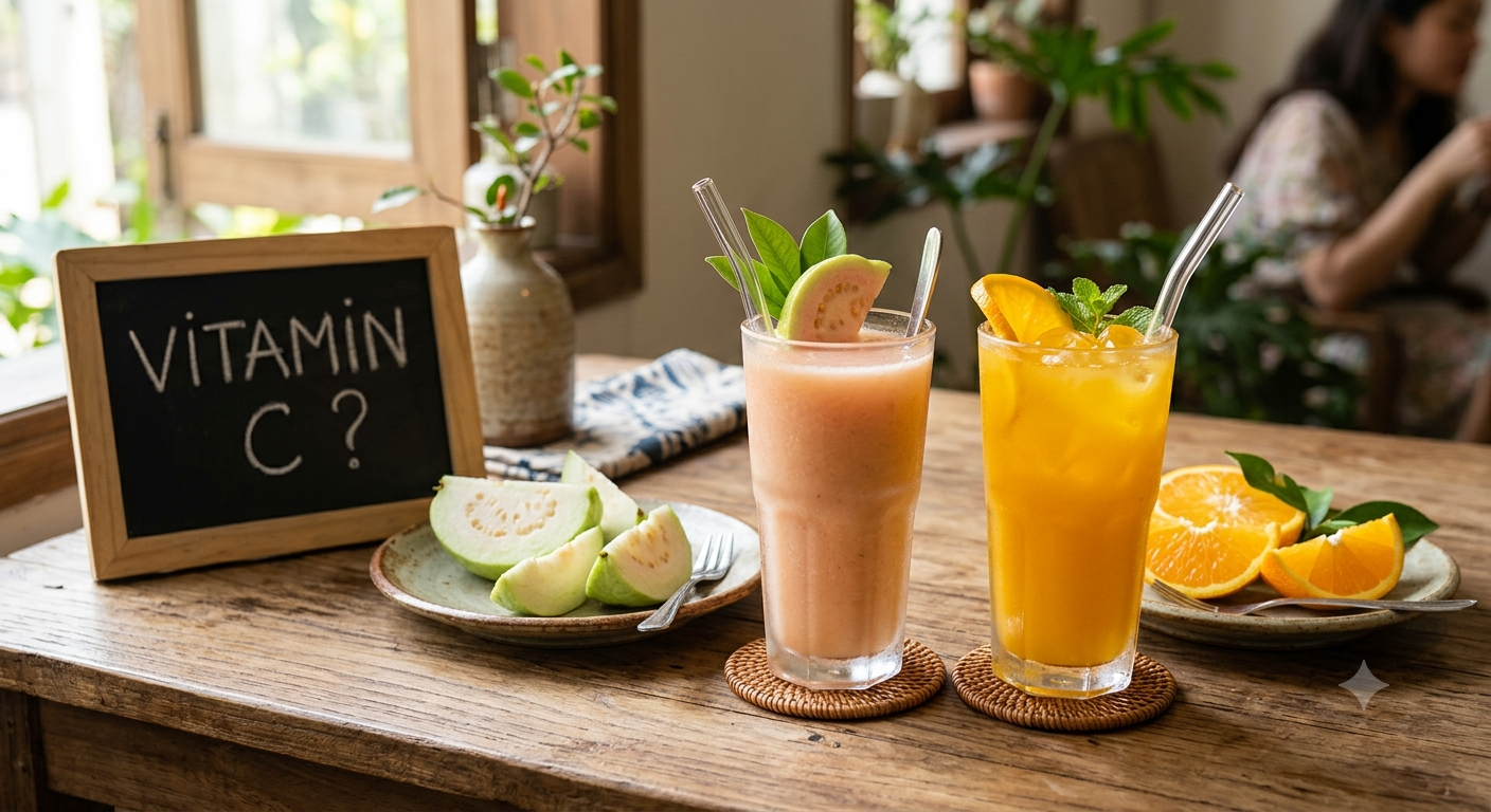 Nước ép ổi hay nước cam giàu vitamin C hơn? - Ảnh 1.