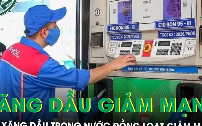 Giá xăng dầu trong nước đồng loạt giảm mạnh, E10 cũng hạ hơn 1.300 đồng/lít